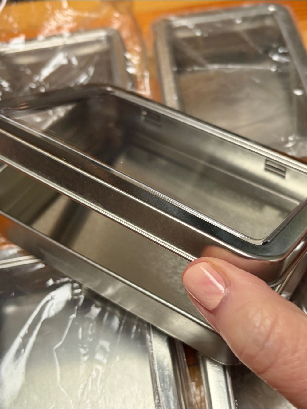 Clear Lid Rectangular Metal Tin - Set of 5 Silver Storage Boxes